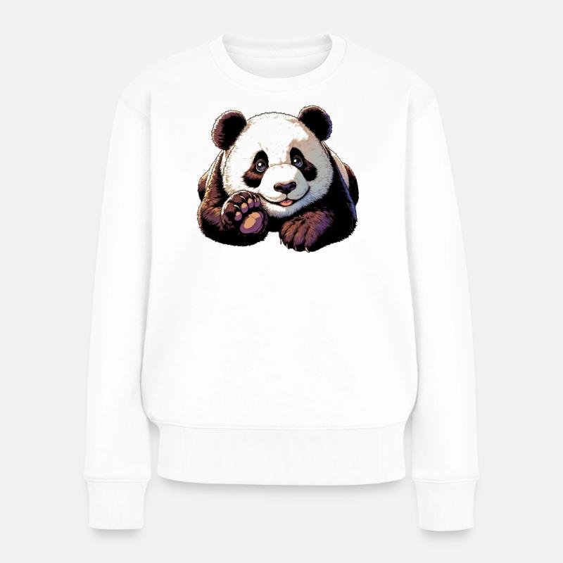 Panda - Frauen Premium Bio Pullover - Weiß