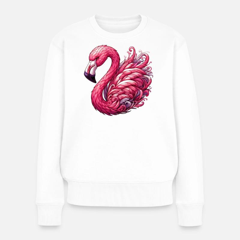 Flamingo - Frauen Premium Bio Pullover - Weiß