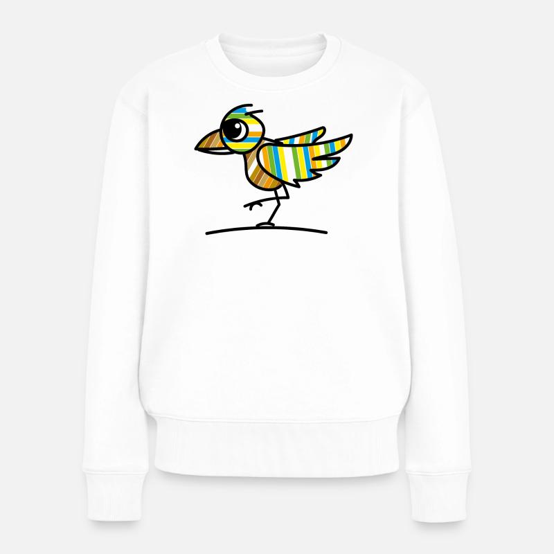 Bunter Vogel - Frauen Premium Bio Pullover - Weiß