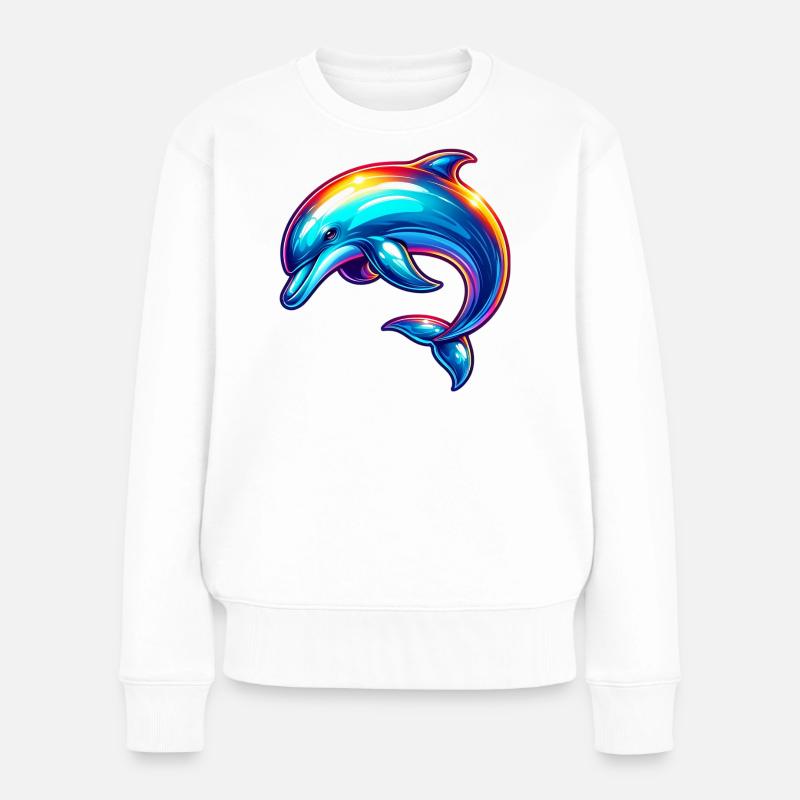 Delfin - Frauen Premium Bio Pullover - Weiß
