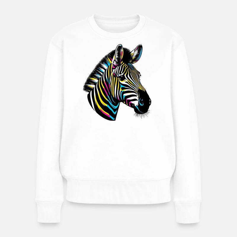 Zebra - Frauen Premium Bio Pullover - Weiß