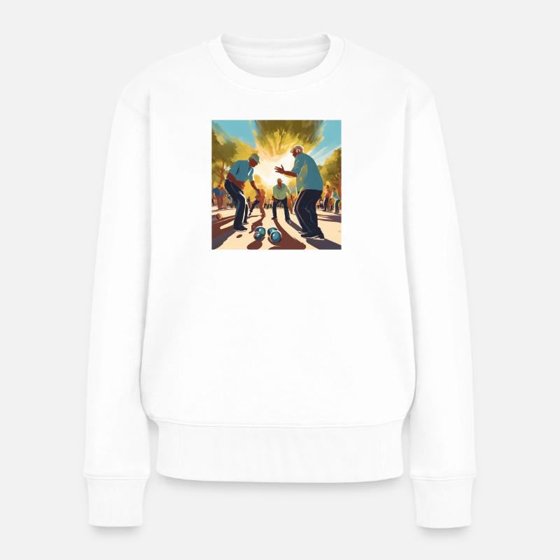 Pétanque, Pétanque-Fan, Bowler - Frauen Premium Bio Pullover - Weiß