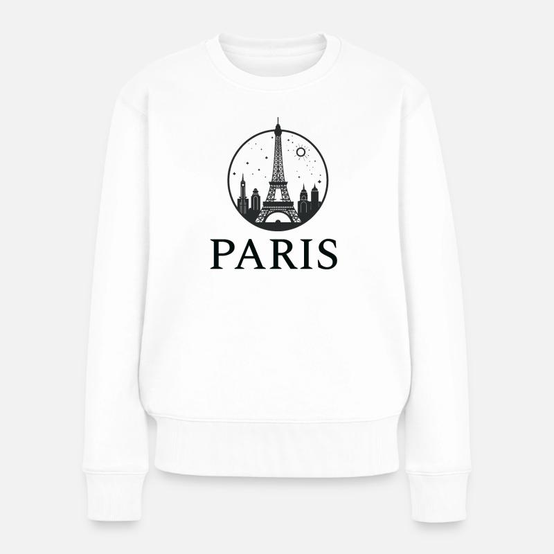 Silhouette de la tour Eiffel de Paris en cercle - Pull Premium bio Femme - blanc