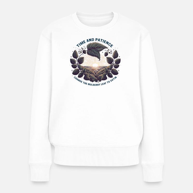 Temps et patience changer la feuille de mûrier en sati - Pull Premium bio Femme - blanc