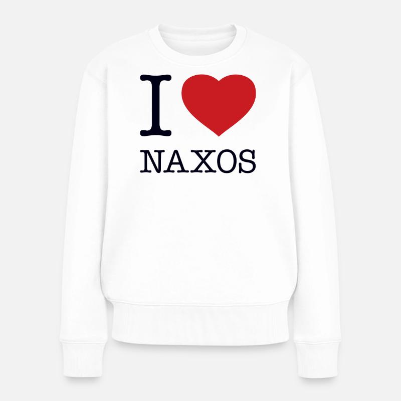 I LOVE NAXOS - Frauen Premium Bio Pullover - Weiß