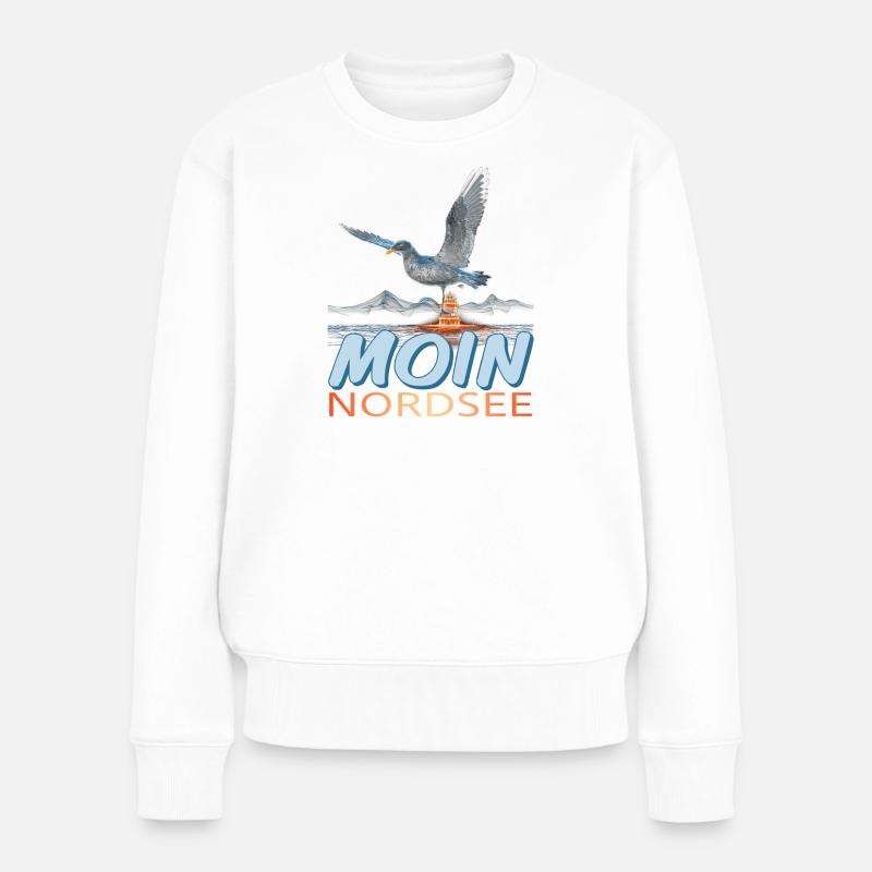 Moin Nordsee - Frauen Premium Bio Pullover - Weiß