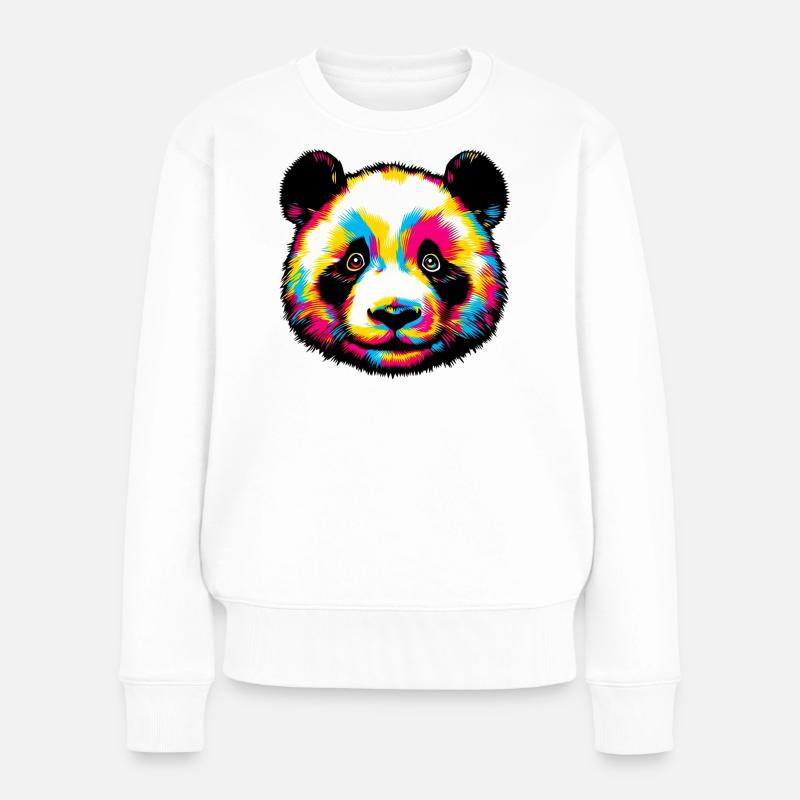 Panda - Frauen Premium Bio Pullover - Weiß