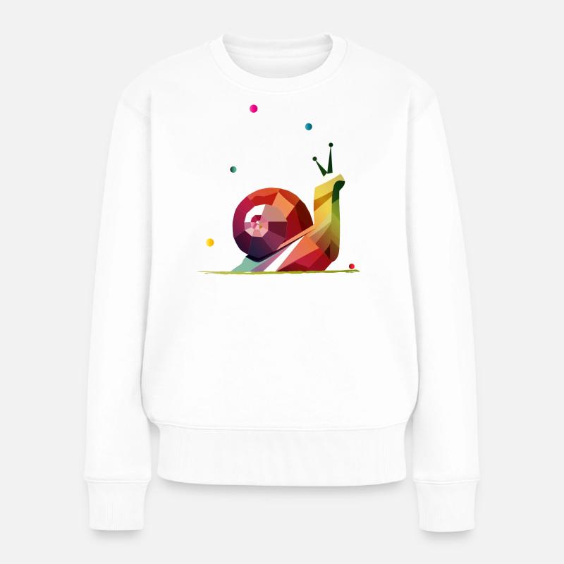farbenfrohe Schnecke im geometrischen Design - Frauen Premium Bio Pullover - Weiß