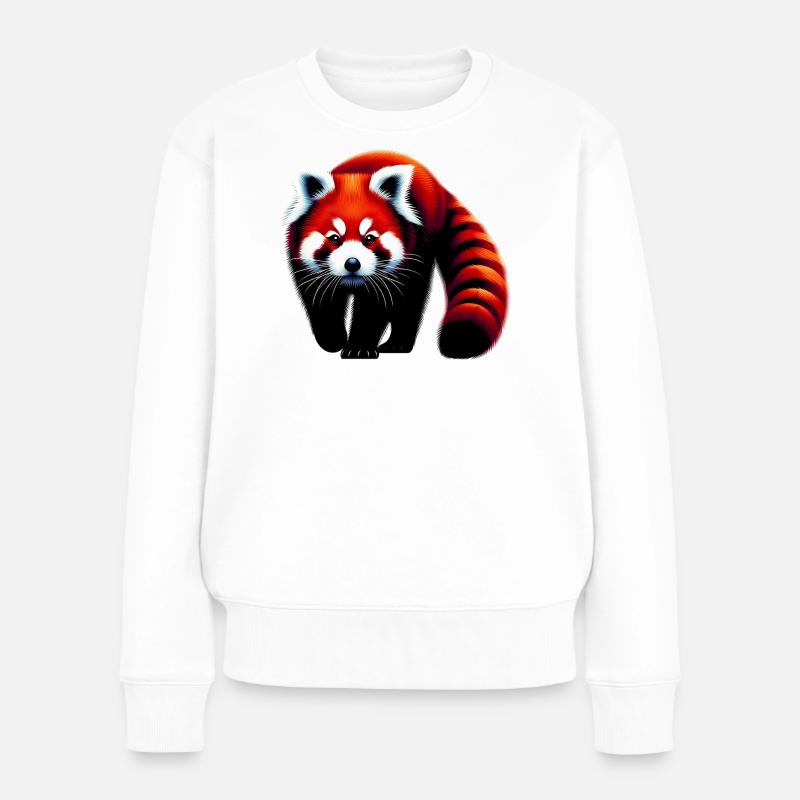 Roter Panda - Frauen Premium Bio Pullover - Weiß