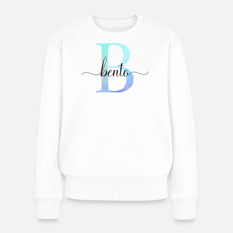 B| Monogramme | Nom | Bento | Aquarelle - Pull Premium bio Femme - blanc