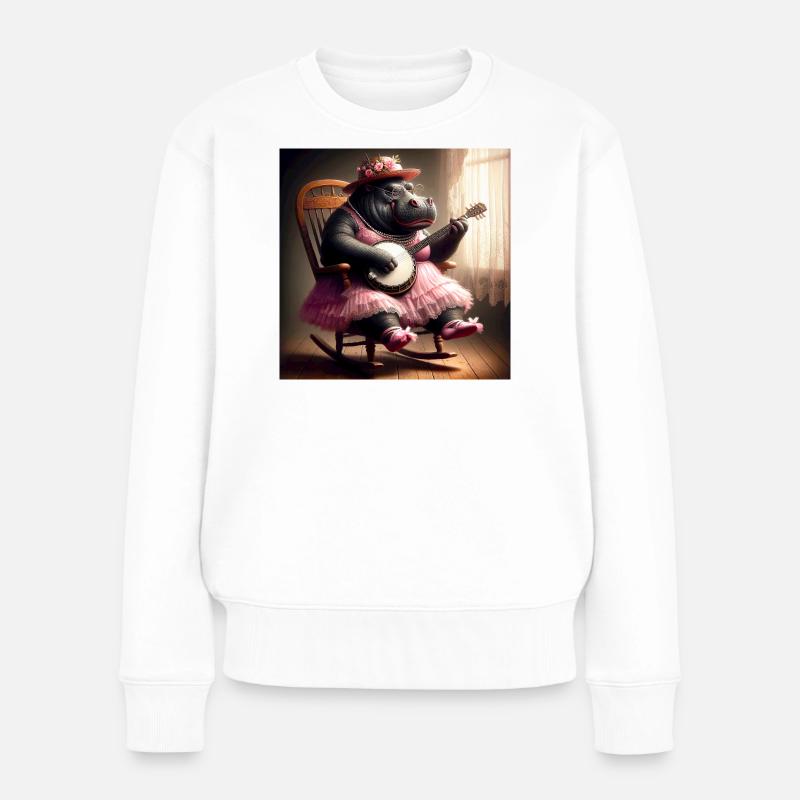Hippopotame Banjo - Pull Premium bio Femme - blanc