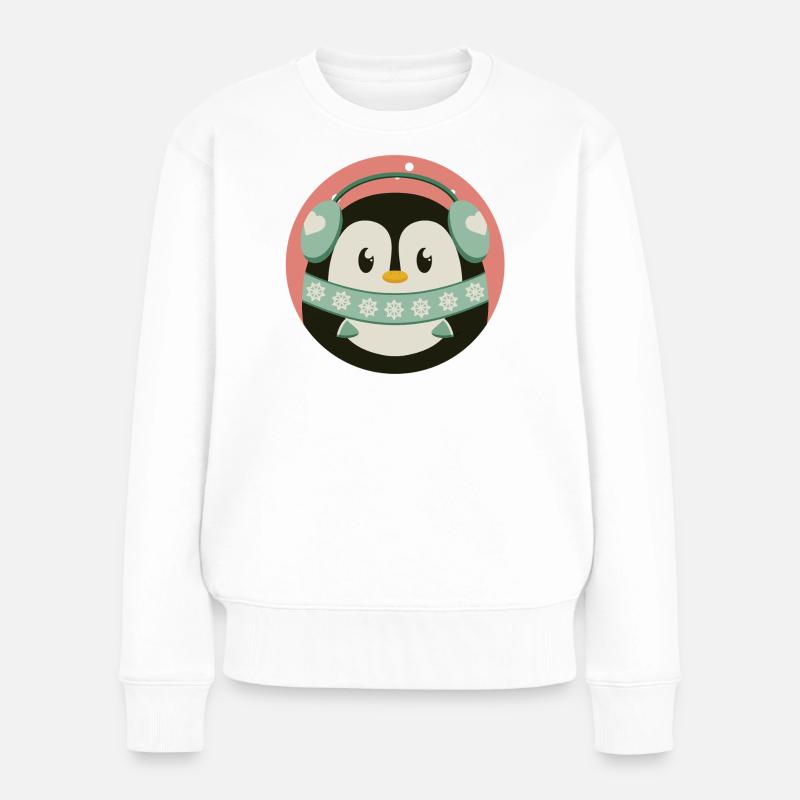 Pingouin mignon à l’ambiance hivernale sous forme de design rond - Pull Premium bio Femme - blanc