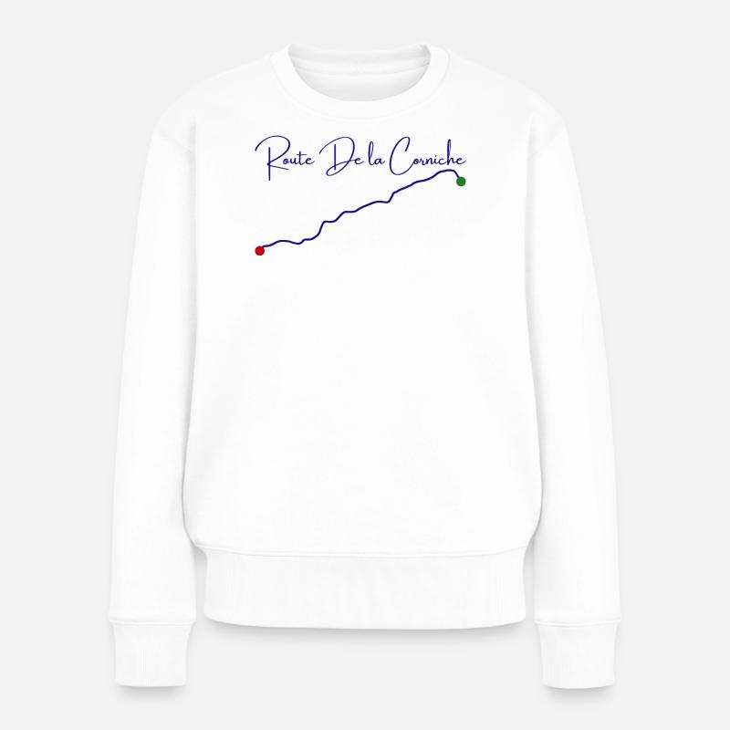 Route de la Corniche Hendaye - Socoa. Pays-Basque - Pull Premium bio Femme - blanc
