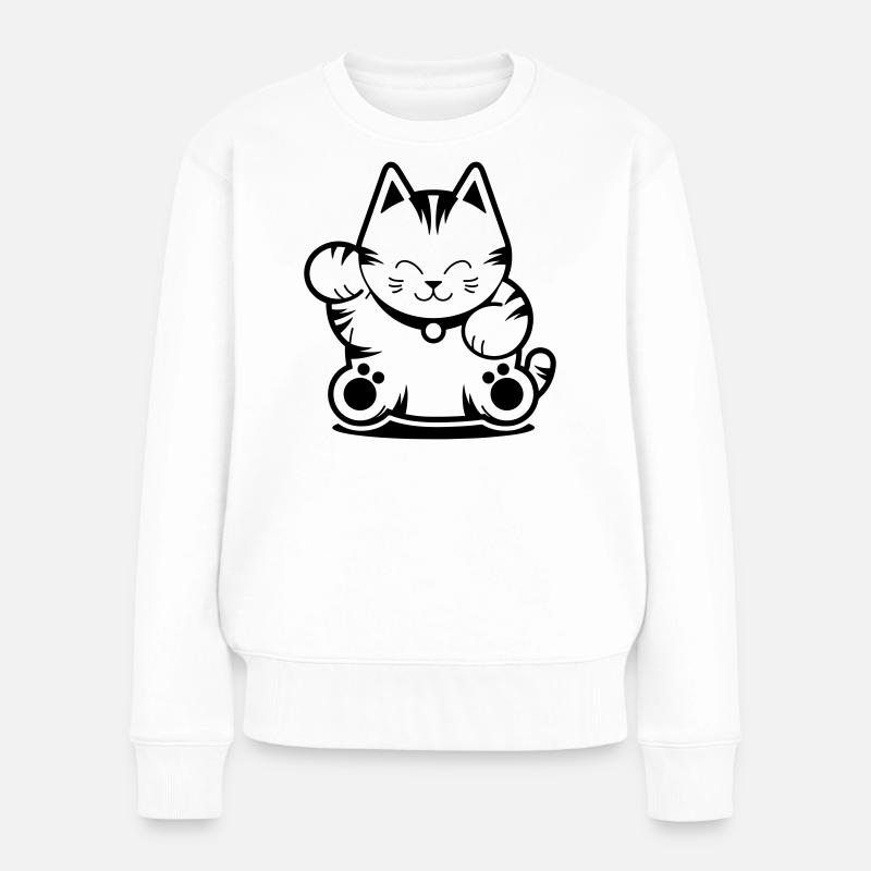 Tiger Cat - Frauen Premium Bio Pullover - Weiß