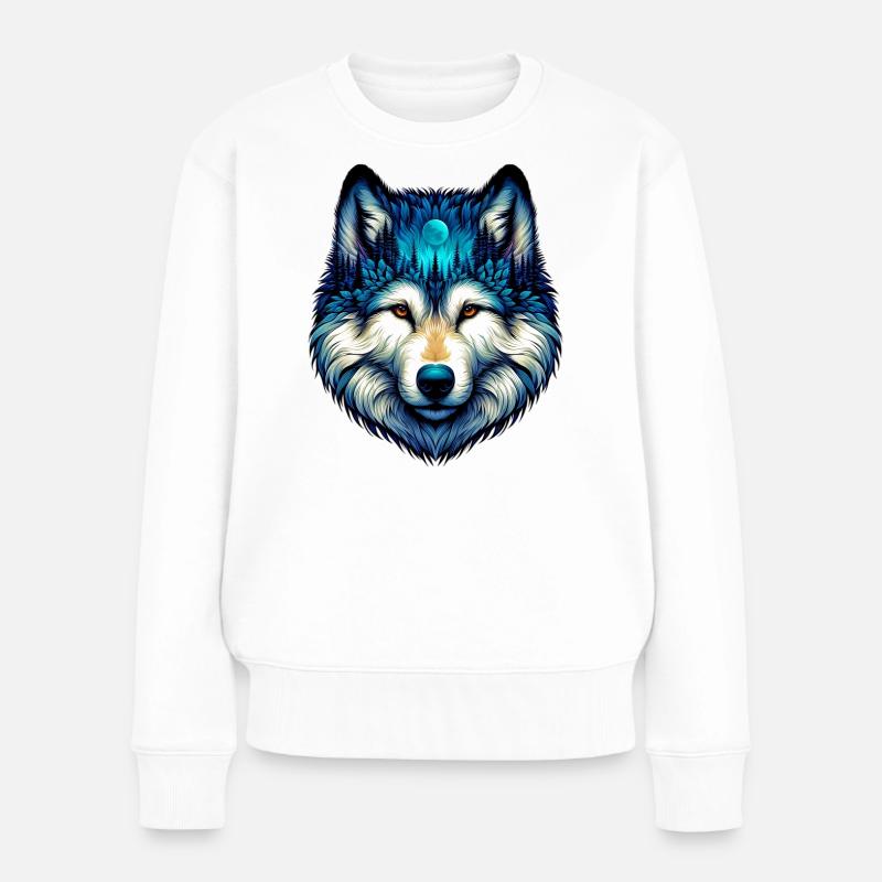 Wolf - Women's Premium Organic Jumper - white