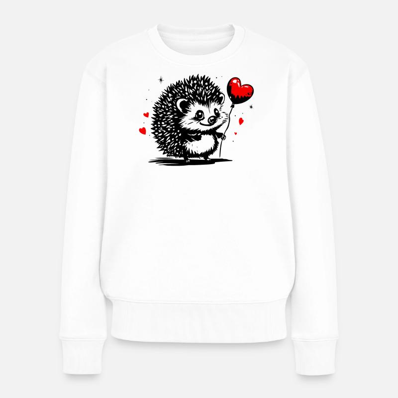 Igel mit Herz Luftballon - Heartful Creatures - Frauen Premium Bio Pullover - Weiß