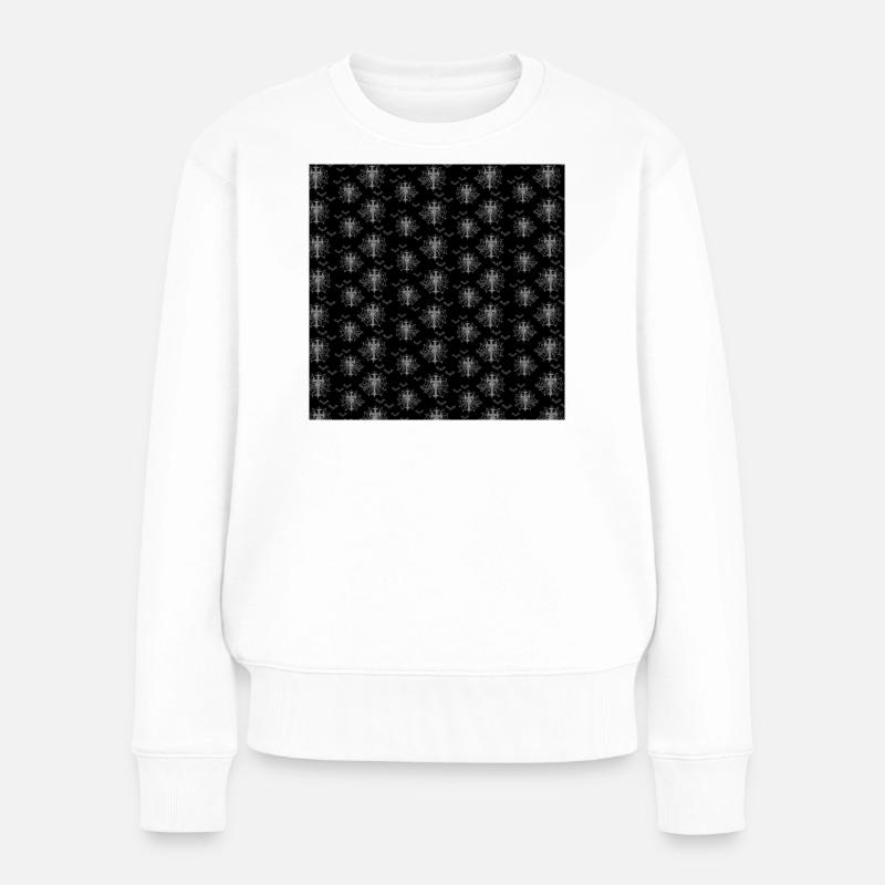 Gothic motiv, Spinnenwebe, Fledermäuse - Frauen Premium Bio Pullover - Weiß