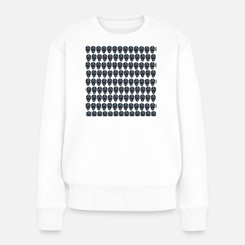 Menschenschädel Muster, coole Tees, guselige Desig - Frauen Premium Bio Pullover - Weiß