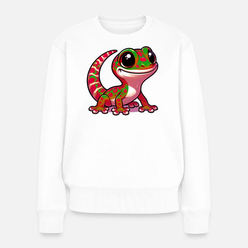 Gecko - Frauen Premium Bio Pullover - Weiß