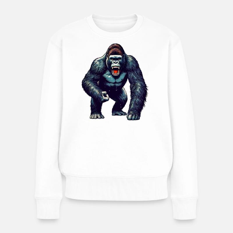 Gorilla - Frauen Premium Bio Pullover - Weiß