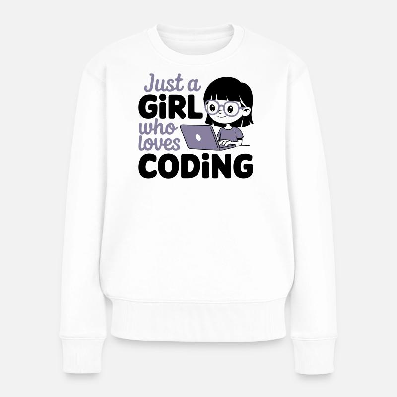 Nur ein Mädchen, das das Programmieren liebt - Frauen Premium Bio Pullover - Weiß