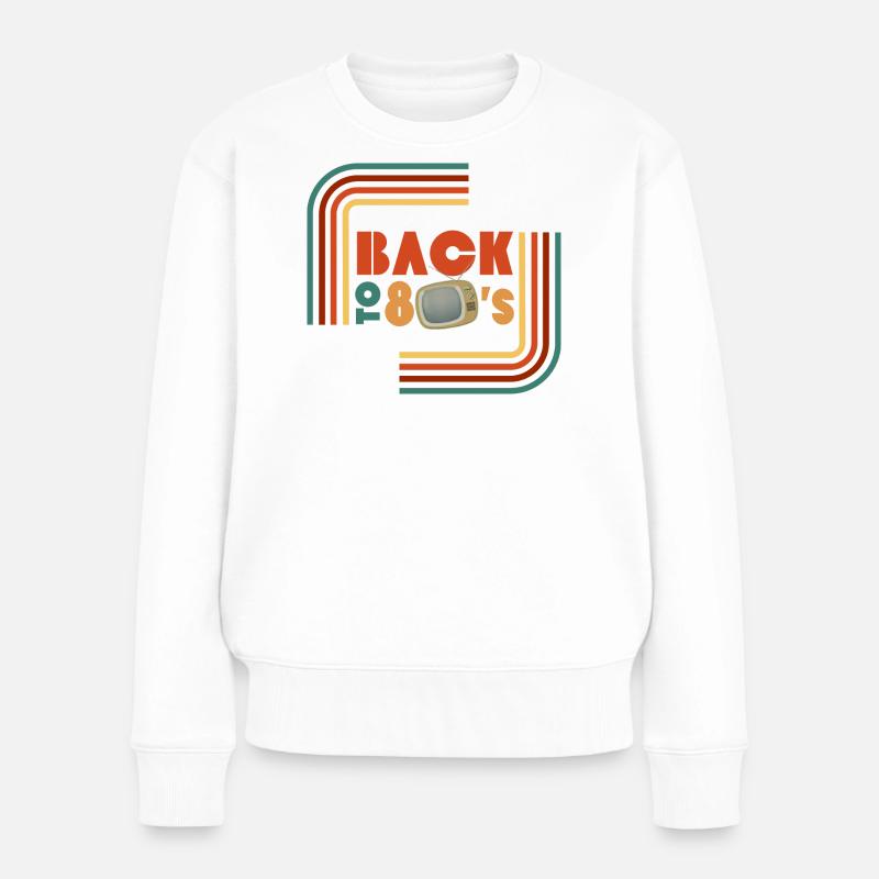 Rückblick 80er Retro TV - Frauen Premium Bio Pullover - Weiß