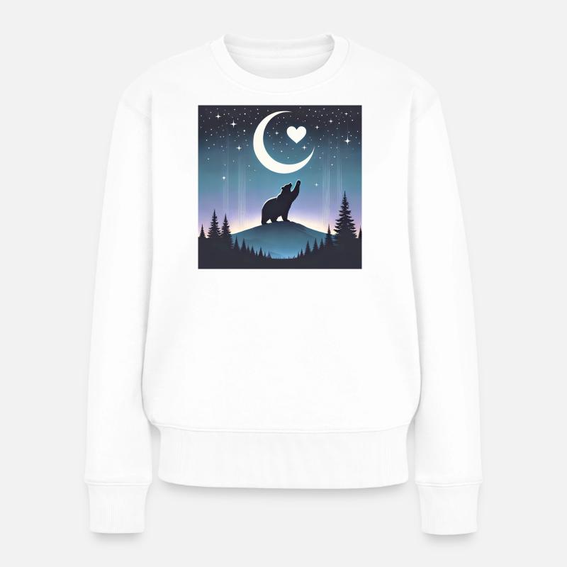 Love Under Moonlight - Mystischer Bär im Mondschei - Frauen Premium Bio Pullover - Weiß
