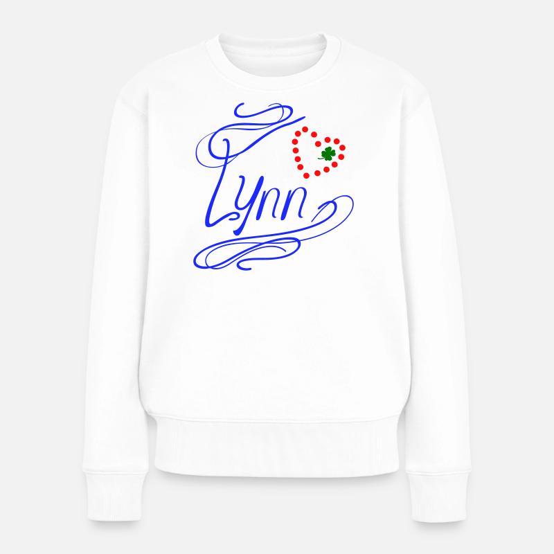 Lynn mit Herz und Kleeblatt - Frauen Premium Bio Pullover - Weiß