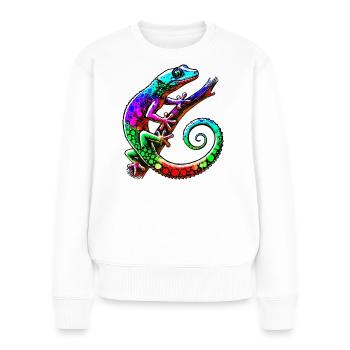 Gecko - Frauen Premium Bio Pullover - Weiß - Vorne - Julia (174cm)