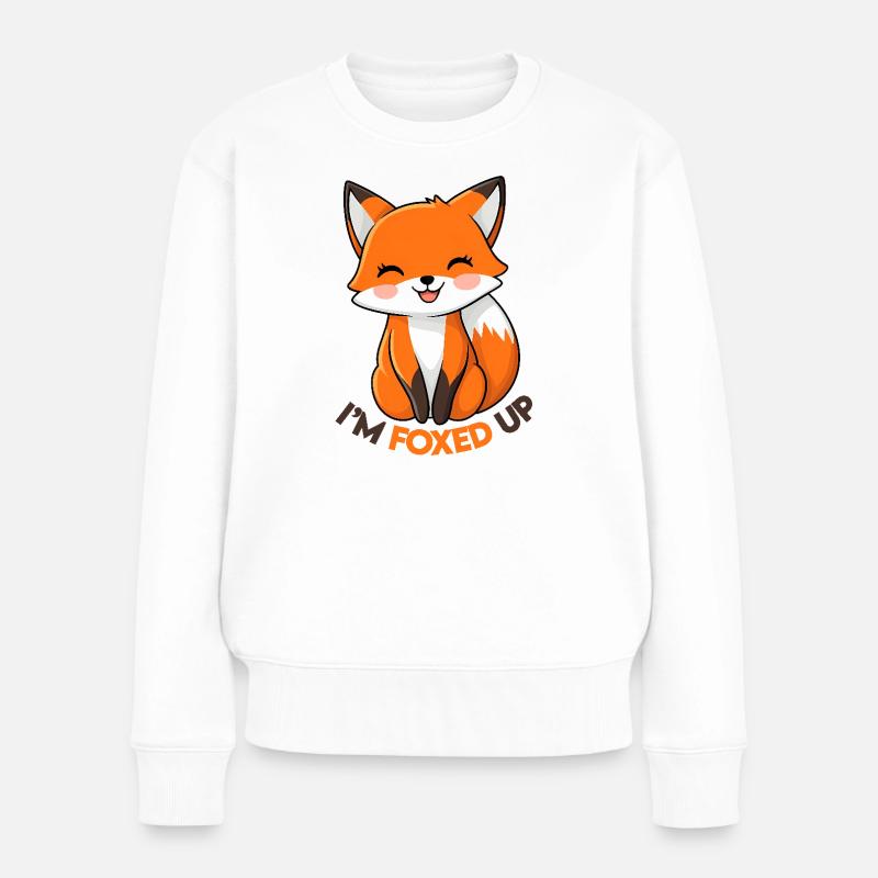 I'm Foxed Up - Süßer Cartoon Fuchs verspieltes Design - Frauen Premium Bio Pullover - Weiß