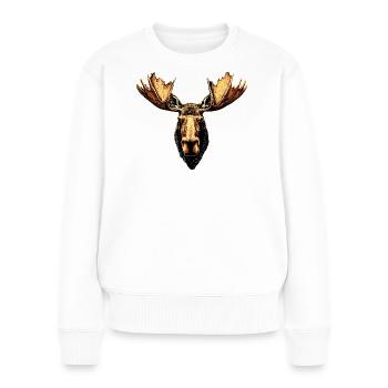Orignal, Mosses, Bull, Eli, Bois, Cerf, Orignal sauvage - Pull Premium bio Femme - blanc - Devant - Julia (174cm)