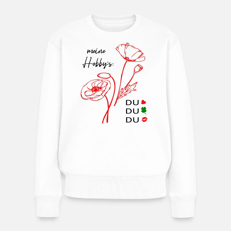 meine Hobbys sind Du, Love - Frauen Premium Bio Pullover - Weiß
