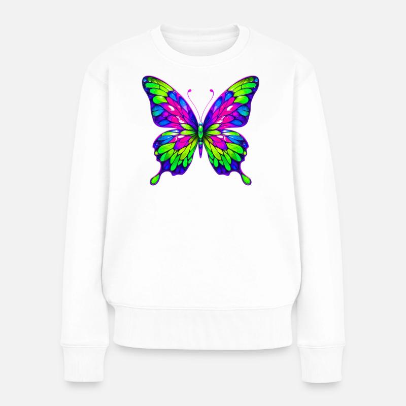 Schmetterling - Frauen Premium Bio Pullover - Weiß