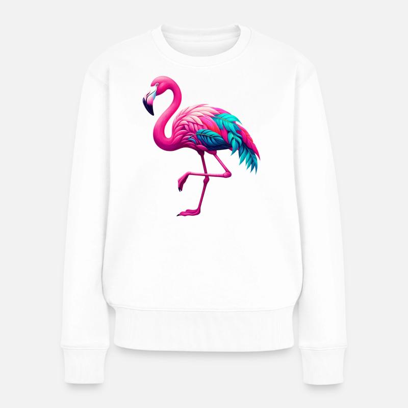 Flamingo - Frauen Premium Bio Pullover - Weiß