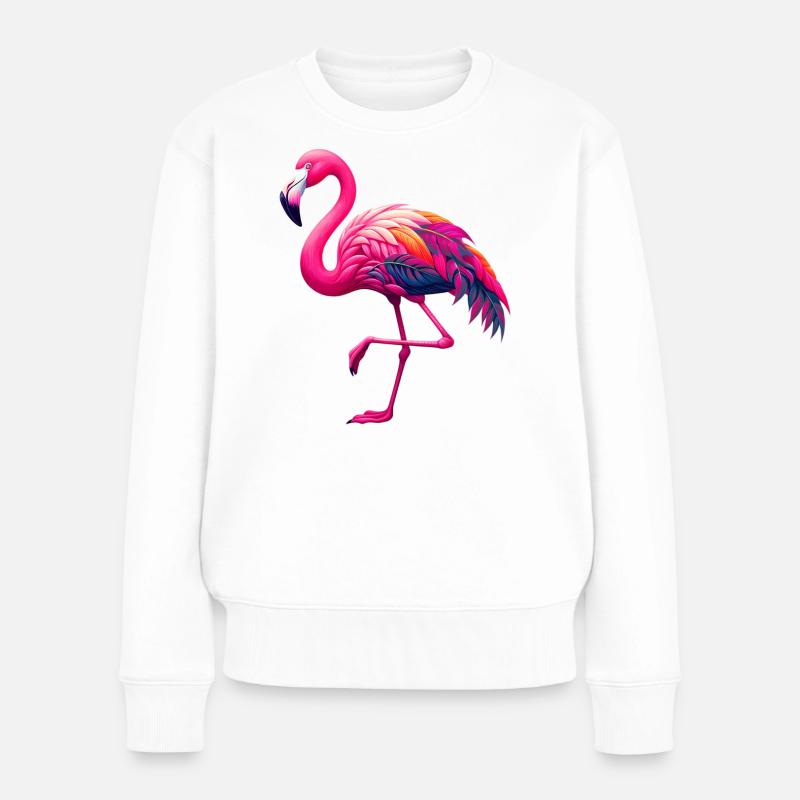 Flamingo - Frauen Premium Bio Pullover - Weiß