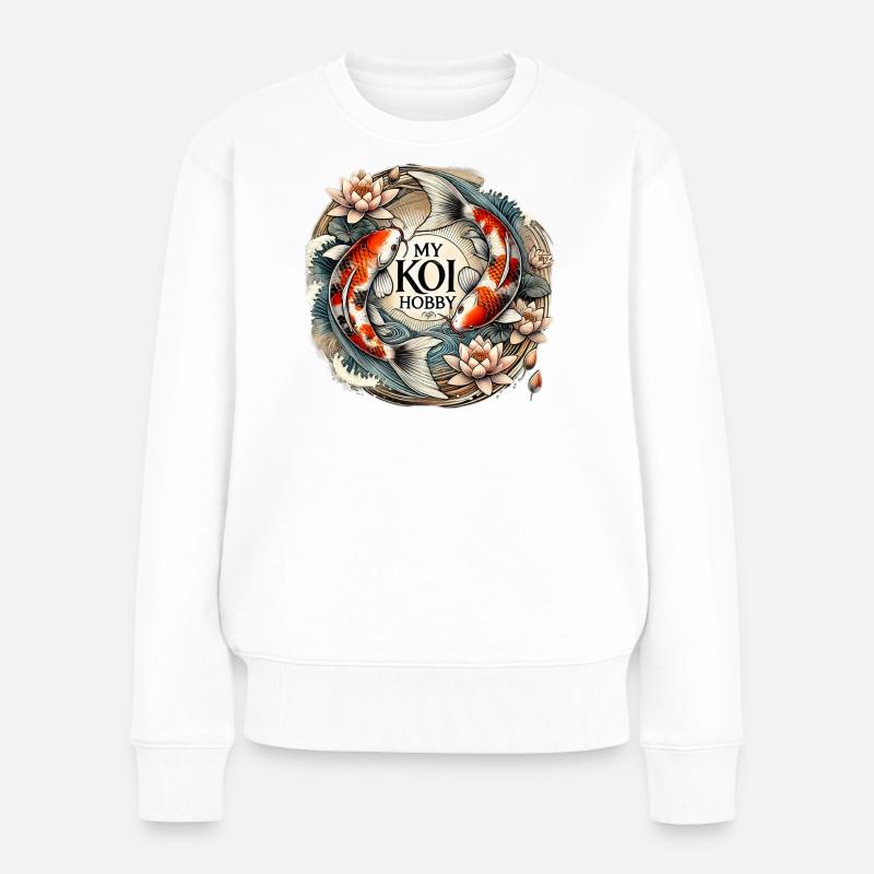 Conception de poisson Koi pour fait à la main - Pull Premium bio Femme - blanc