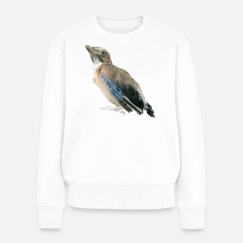 Eichelhäher Jungvogel - Frauen Premium Bio Pullover - Weiß