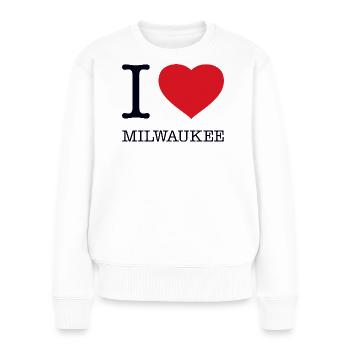 I LOVE MILWAUKEE - Frauen Premium Bio Pullover - Weiß - Vorne - Julia (174cm)