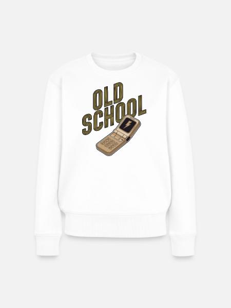 Altmodisches Retro-Klapphandy - Frauen Premium Bio Pullover - Weiß