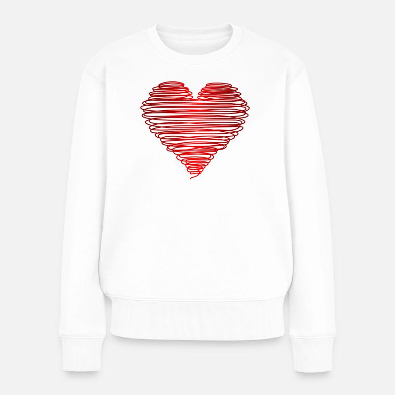 motiv_herz_rot - Frauen Premium Bio Pullover - Weiß