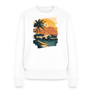 Hawaii Strand - Frauen Premium Bio Pullover - Weiß - Vorne - Julia (174cm)