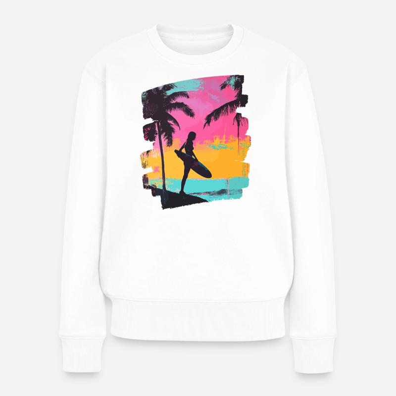 Surfeur Surf Planche de surf Surf - Pull Premium bio Femme - blanc