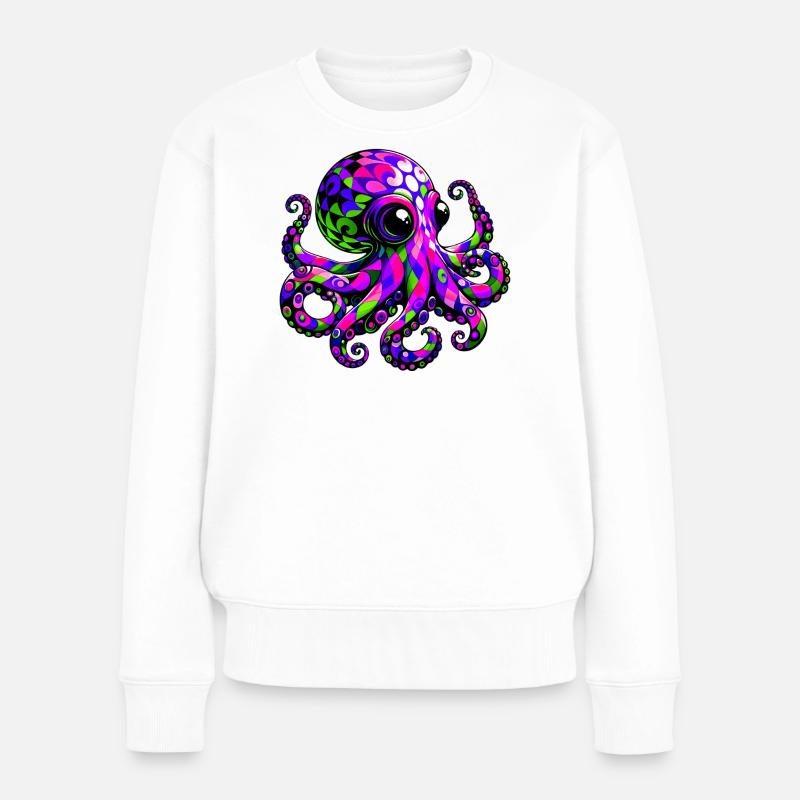 Krake - Frauen Premium Bio Pullover - Weiß