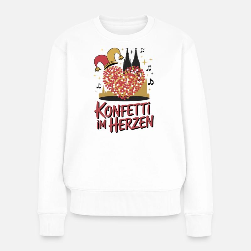 Köln Konfetti Im Herzen Karneval Herz Kölner Köln - Frauen Premium Bio Pullover - Weiß