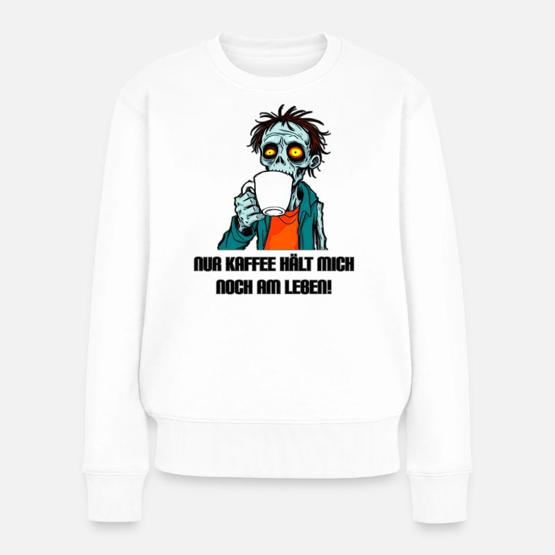 Kaffee-Zombie - Frauen Premium Bio Pullover - Weiß