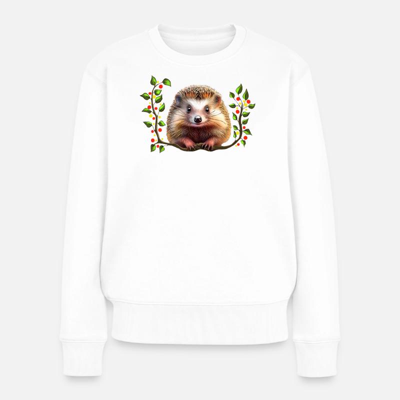 Weihnachten Festlicher Igel - Frauen Premium Bio Pullover - Weiß
