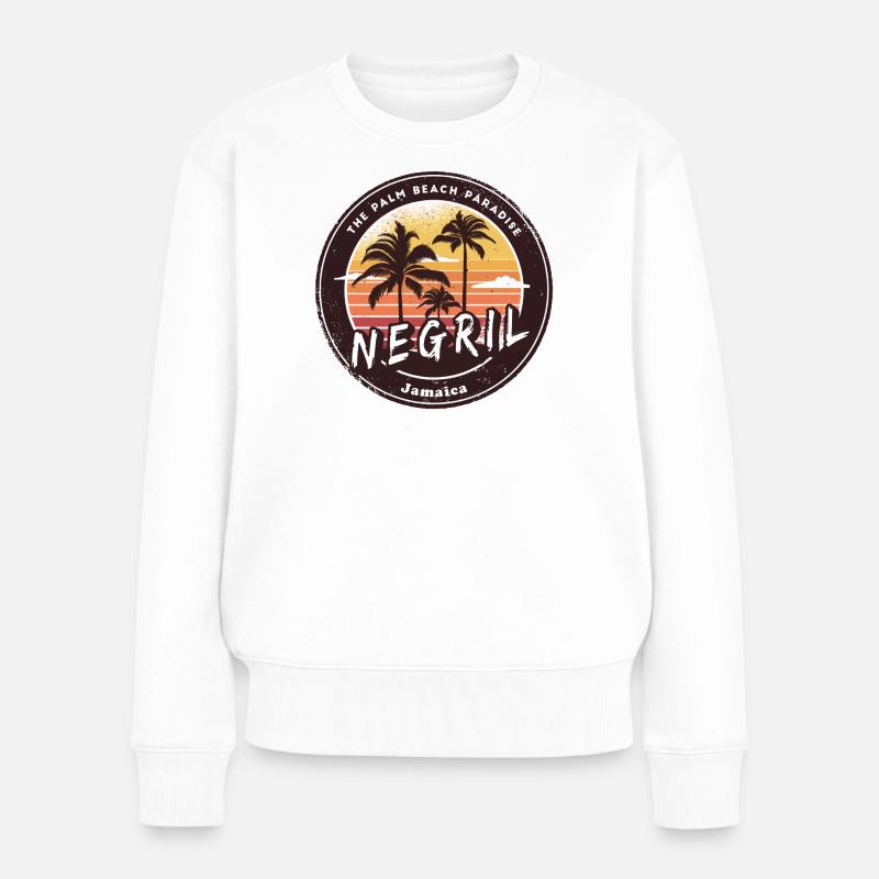 Negril Jamaica – The Palm Beach Paradies - Frauen Premium Bio Pullover - Weiß