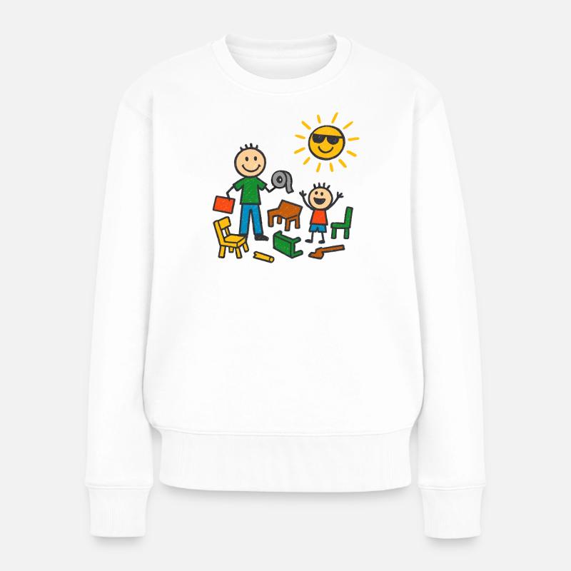 Papa baut das schon - Frauen Premium Bio Pullover - Weiß