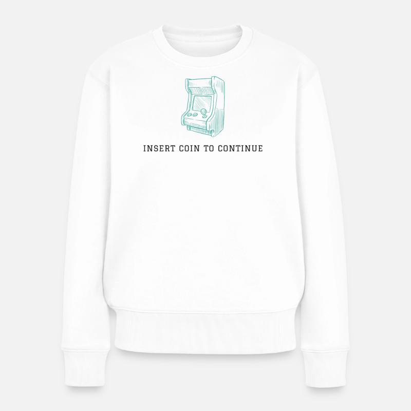 Insert Coin to Continue - Retro Arcade Vibes - Frauen Premium Bio Pullover - Weiß