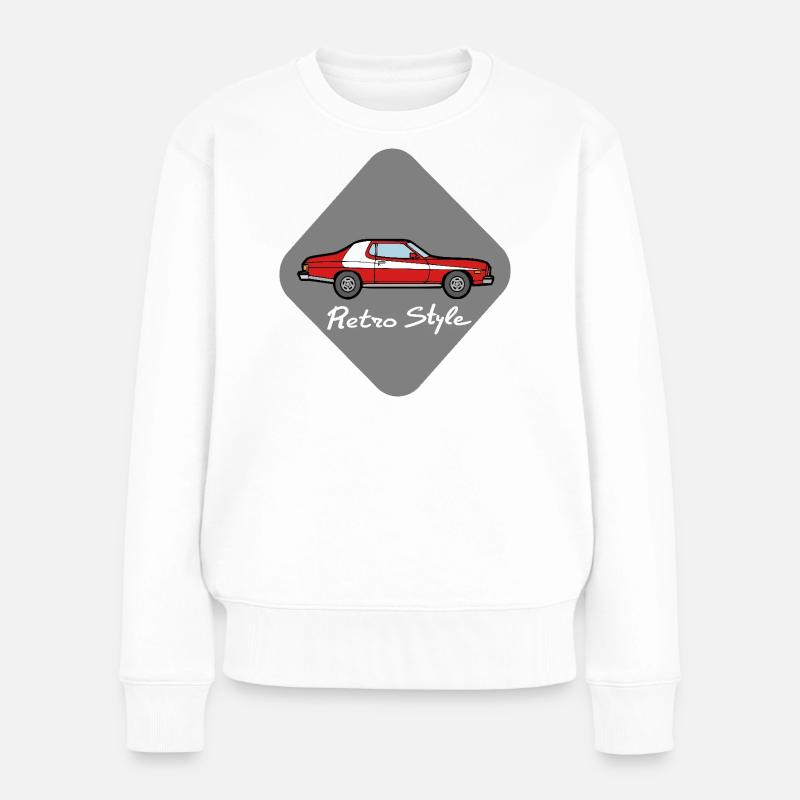 Retro-Stil - Frauen Premium Bio Pullover - Weiß